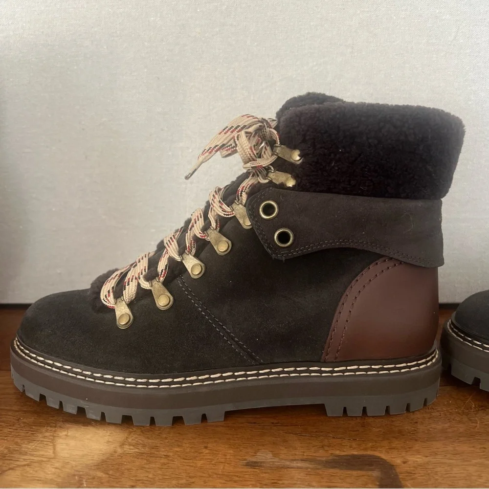 NWOT See By Chloe Women's Eileen Walk Lace Up Hiker Boots-Size 39 - Picture 5 of 11